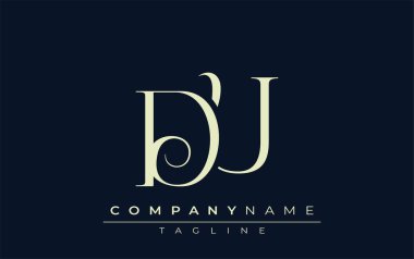 DU soyut logosu. Zarif Tasarlanmış Minimalist Monogram Logosu ve Şık Harfler. Sofistike ve gösterişli minimalist monogram benzersiz harf dizaynı.