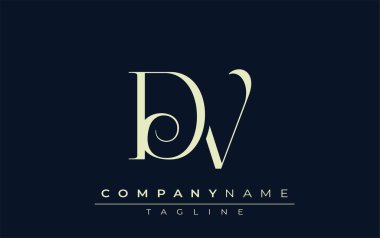 DV soyut logosu. Zarif Tasarlanmış Minimalist Monogram Logosu ve Şık Harfler. Sofistike ve gösterişli minimalist monogram benzersiz harf dizaynı.