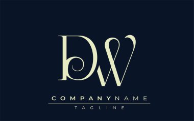 DW soyut logosu. Zarif Tasarlanmış Minimalist Monogram Logosu ve Şık Harfler. Sofistike ve gösterişli minimalist monogram benzersiz harf dizaynı.