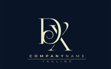 DX soyut logosu. Zarif Tasarlanmış Minimalist Monogram Logosu ve Şık Harfler. Sofistike ve gösterişli minimalist monogram benzersiz harf dizaynı.