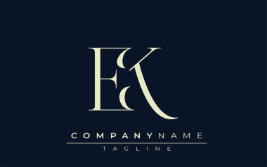 EK soyut logosu. Zarif Tasarlanmış Minimalist Monogram Logosu ve Şık Harfler. Sofistike ve gösterişli minimalist monogram benzersiz harf dizaynı.