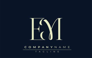 EM soyut logosu. Zarif Tasarlanmış Minimalist Monogram Logosu ve Şık Harfler. Sofistike ve gösterişli minimalist monogram benzersiz harf dizaynı.