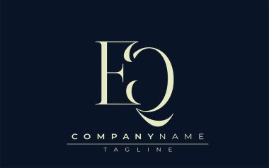 EQ soyut logosu. Zarif Tasarlanmış Minimalist Monogram Logosu ve Şık Harfler. Sofistike ve gösterişli minimalist monogram benzersiz harf dizaynı.