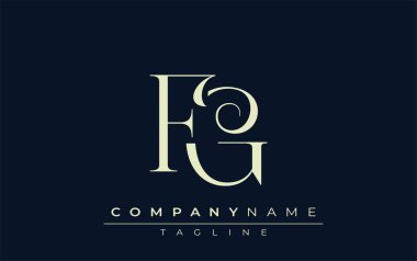 FG soyut logosu. Zarif Tasarlanmış Minimalist Monogram Logosu ve Şık Harfler. Sofistike ve gösterişli minimalist monogram benzersiz harf dizaynı.