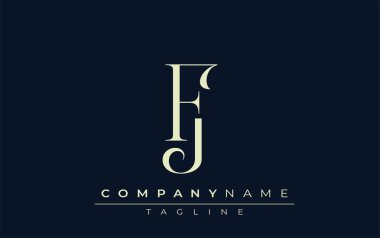 FJ soyut logo. Zarif Tasarlanmış Minimalist Monogram Logosu ve Şık Harfler. Sofistike ve gösterişli minimalist monogram benzersiz harf dizaynı.