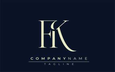FK soyut logosu. Zarif Tasarlanmış Minimalist Monogram Logosu ve Şık Harfler. Sofistike ve gösterişli minimalist monogram benzersiz harf dizaynı.