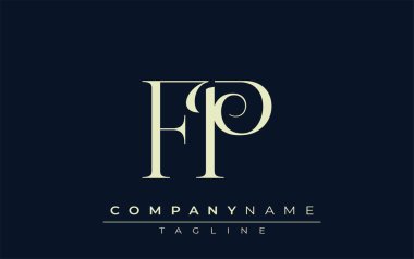 FP soyut logosu. Zarif Tasarlanmış Minimalist Monogram Logosu ve Şık Harfler. Sofistike ve gösterişli minimalist monogram benzersiz harf dizaynı.