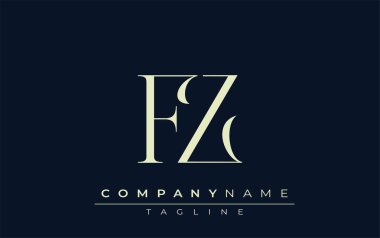 FZ soyut logosu. Zarif Tasarlanmış Minimalist Monogram Logosu ve Şık Harfler. Sofistike ve gösterişli minimalist monogram benzersiz harf dizaynı.