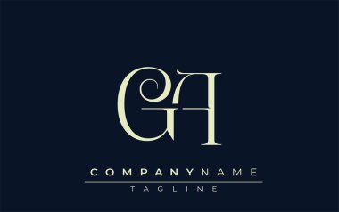 GA soyut logosu. Zarif Tasarlanmış Minimalist Monogram Logosu ve Şık Harfler. Sofistike ve gösterişli minimalist monogram benzersiz harf dizaynı.