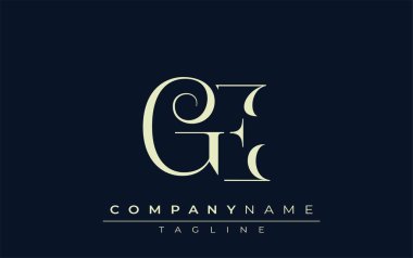GE soyut logosu. Zarif Tasarlanmış Minimalist Monogram Logosu ve Şık Harfler. Sofistike ve gösterişli minimalist monogram benzersiz harf dizaynı.