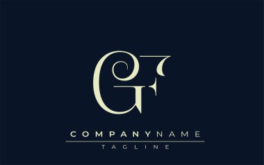 GF soyut logosu. Zarif Tasarlanmış Minimalist Monogram Logosu ve Şık Harfler. Sofistike ve gösterişli minimalist monogram benzersiz harf dizaynı.