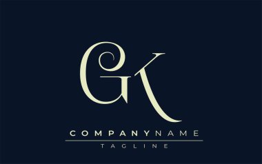 GK soyut logosu. Zarif Tasarlanmış Minimalist Monogram Logosu ve Şık Harfler. Sofistike ve gösterişli minimalist monogram benzersiz harf dizaynı.