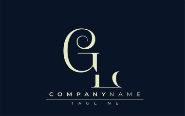 GL soyut logosu. Zarif Tasarlanmış Minimalist Monogram Logosu ve Şık Harfler. Sofistike ve gösterişli minimalist monogram benzersiz harf dizaynı.