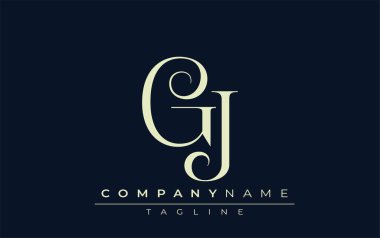 GJ soyut logosu. Zarif Tasarlanmış Minimalist Monogram Logosu ve Şık Harfler. Sofistike ve gösterişli minimalist monogram benzersiz harf dizaynı.