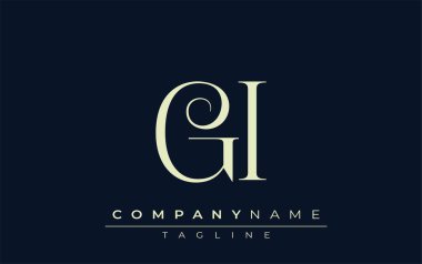 GI soyut logosu. Zarif Tasarlanmış Minimalist Monogram Logosu ve Şık Harfler. Sofistike ve gösterişli minimalist monogram benzersiz harf dizaynı.