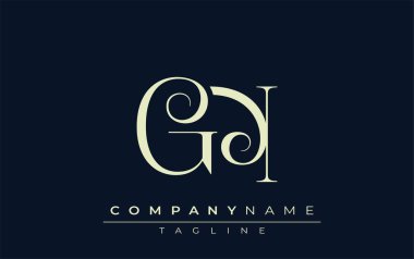 GN soyut logosu. Zarif Tasarlanmış Minimalist Monogram Logosu ve Şık Harfler. Sofistike ve gösterişli minimalist monogram benzersiz harf dizaynı.