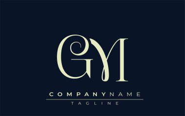 GM soyut logosu. Zarif Tasarlanmış Minimalist Monogram Logosu ve Şık Harfler. Sofistike ve gösterişli minimalist monogram benzersiz harf dizaynı.