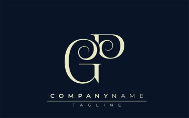 GP soyut logosu. Zarif Tasarlanmış Minimalist Monogram Logosu ve Şık Harfler. Sofistike ve gösterişli minimalist monogram benzersiz harf dizaynı.
