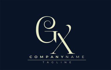 GX soyut logosu. Zarif Tasarlanmış Minimalist Monogram Logosu ve Şık Harfler. Sofistike ve gösterişli minimalist monogram benzersiz harf dizaynı.