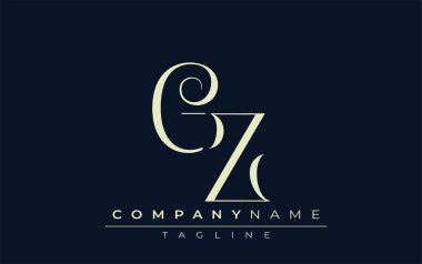 GZ soyut logosu. Zarif Tasarlanmış Minimalist Monogram Logosu ve Şık Harfler. Sofistike ve gösterişli minimalist monogram benzersiz harf dizaynı.