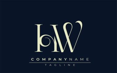 HW soyut logo. Zarif Tasarlanmış Minimalist Monogram Logosu ve Şık Harfler. Sofistike ve gösterişli minimalist monogram benzersiz harf dizaynı.