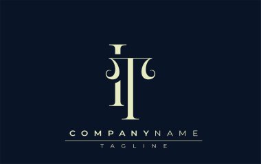 IT soyut logosu. Zarif Tasarlanmış Minimalist Monogram Logosu ve Şık Harfler. Sofistike ve gösterişli minimalist monogram benzersiz harf dizaynı.