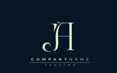 JA soyut logosu. Zarif Tasarlanmış Minimalist Monogram Logosu ve Şık Harfler. Sofistike ve gösterişli minimalist monogram benzersiz harf dizaynı.