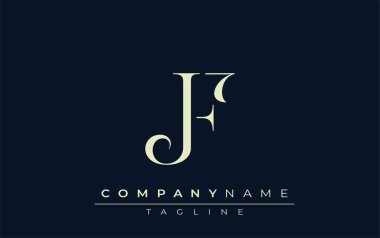 JF soyut logosu. Zarif Tasarlanmış Minimalist Monogram Logosu ve Şık Harfler. Sofistike ve gösterişli minimalist monogram benzersiz harf dizaynı.