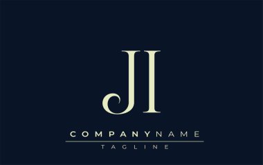 JI soyut logo. Zarif Tasarlanmış Minimalist Monogram Logosu ve Şık Harfler. Sofistike ve gösterişli minimalist monogram benzersiz harf dizaynı.