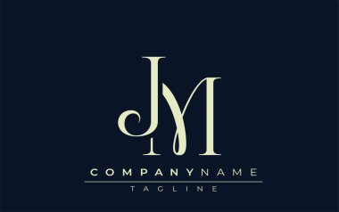 JM soyut logosu. Zarif Tasarlanmış Minimalist Monogram Logosu ve Şık Harfler. Sofistike ve gösterişli minimalist monogram benzersiz harf dizaynı.