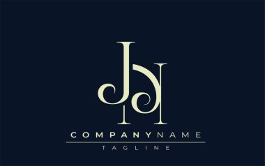 JN soyut logosu. Zarif Tasarlanmış Minimalist Monogram Logosu ve Şık Harfler. Sofistike ve gösterişli minimalist monogram benzersiz harf dizaynı.