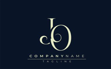 JO soyut logosu. Zarif Tasarlanmış Minimalist Monogram Logosu ve Şık Harfler. Sofistike ve gösterişli minimalist monogram benzersiz harf dizaynı.
