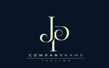 JP soyut logosu. Zarif Tasarlanmış Minimalist Monogram Logosu ve Şık Harfler. Sofistike ve gösterişli minimalist monogram benzersiz harf dizaynı.