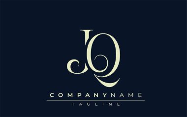 JQ soyut logosu. Zarif Tasarlanmış Minimalist Monogram Logosu ve Şık Harfler. Sofistike ve gösterişli minimalist monogram benzersiz harf dizaynı.