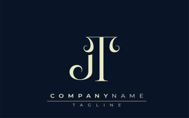 JT soyut logosu. Zarif Tasarlanmış Minimalist Monogram Logosu ve Şık Harfler. Sofistike ve gösterişli minimalist monogram benzersiz harf dizaynı.