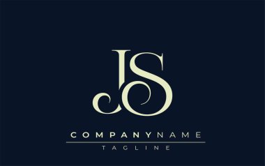 JS soyut logosu. Zarif Tasarlanmış Minimalist Monogram Logosu ve Şık Harfler. Sofistike ve gösterişli minimalist monogram benzersiz harf dizaynı.