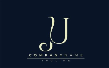 JU soyut logosu. Zarif Tasarlanmış Minimalist Monogram Logosu ve Şık Harfler. Sofistike ve gösterişli minimalist monogram benzersiz harf dizaynı.
