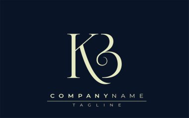 KB soyut logosu. Zarif Tasarlanmış Minimalist Monogram Logosu ve Şık Harfler. Sofistike ve gösterişli minimalist monogram benzersiz harf dizaynı.