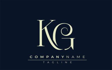 KG soyut logosu. Zarif Tasarlanmış Minimalist Monogram Logosu ve Şık Harfler. Sofistike ve gösterişli minimalist monogram benzersiz harf dizaynı.