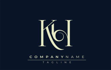 KH soyut logosu. Zarif Tasarlanmış Minimalist Monogram Logosu ve Şık Harfler. Sofistike ve gösterişli minimalist monogram benzersiz harf dizaynı.