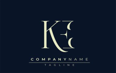 KE soyut logosu. Zarif Tasarlanmış Minimalist Monogram Logosu ve Şık Harfler. Sofistike ve gösterişli minimalist monogram benzersiz harf dizaynı.
