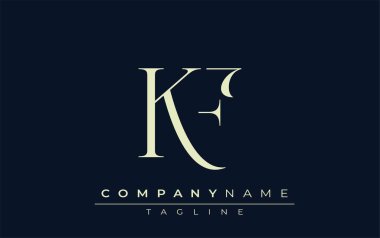 KF soyut logosu. Zarif Tasarlanmış Minimalist Monogram Logosu ve Şık Harfler. Sofistike ve gösterişli minimalist monogram benzersiz harf dizaynı.