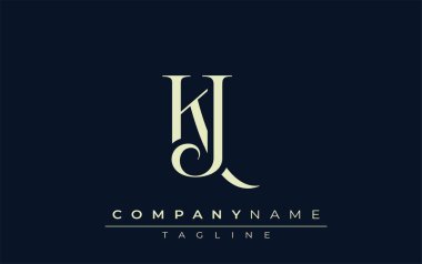 KJ soyut logosu. Zarif Tasarlanmış Minimalist Monogram Logosu ve Şık Harfler. Sofistike ve gösterişli minimalist monogram benzersiz harf dizaynı.