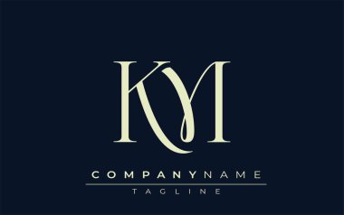 KM soyut logosu. Zarif Tasarlanmış Minimalist Monogram Logosu ve Şık Harfler. Sofistike ve gösterişli minimalist monogram benzersiz harf dizaynı.