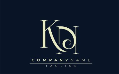 KN soyut logosu. Zarif Tasarlanmış Minimalist Monogram Logosu ve Şık Harfler. Sofistike ve gösterişli minimalist monogram benzersiz harf dizaynı.