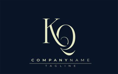 KQ soyut logosu. Zarif Tasarlanmış Minimalist Monogram Logosu ve Şık Harfler. Sofistike ve gösterişli minimalist monogram benzersiz harf dizaynı.