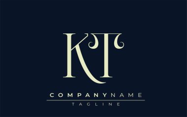 KT soyut logosu. Zarif Tasarlanmış Minimalist Monogram Logosu ve Şık Harfler. Sofistike ve gösterişli minimalist monogram benzersiz harf dizaynı.