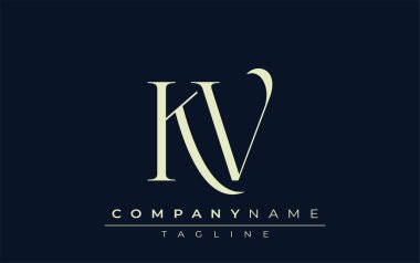 KV soyut logosu. Zarif Tasarlanmış Minimalist Monogram Logosu ve Şık Harfler. Sofistike ve gösterişli minimalist monogram benzersiz harf dizaynı.