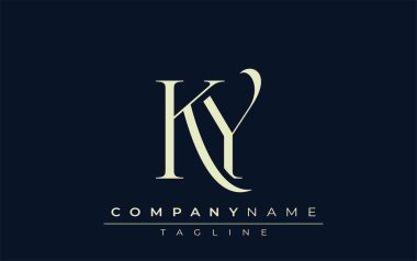 KY soyut logosu. Zarif Tasarlanmış Minimalist Monogram Logosu ve Şık Harfler. Sofistike ve gösterişli minimalist monogram benzersiz harf dizaynı.