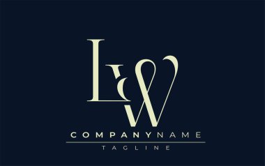 LW soyut logo. Zarif Tasarlanmış Minimalist Monogram Logosu ve Şık Harfler. Sofistike ve gösterişli minimalist monogram benzersiz harf dizaynı.